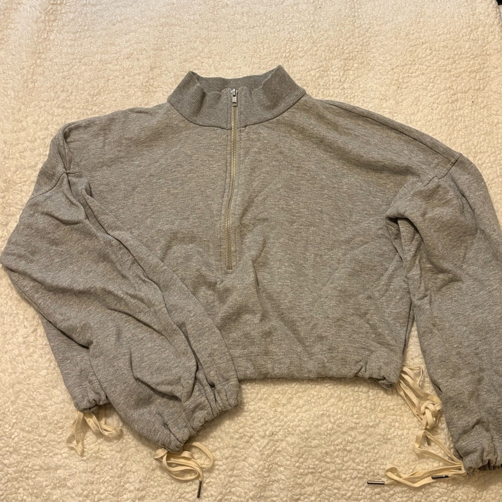 A.L.C. Gray Cropped Hoodie